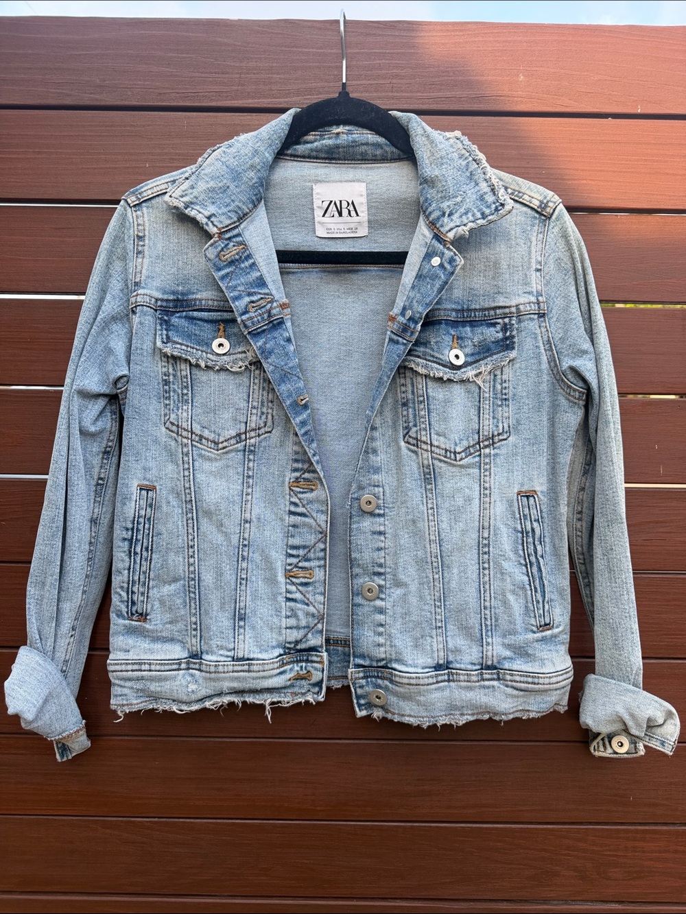 ZARA Light Blue Distressed Denim Jacket